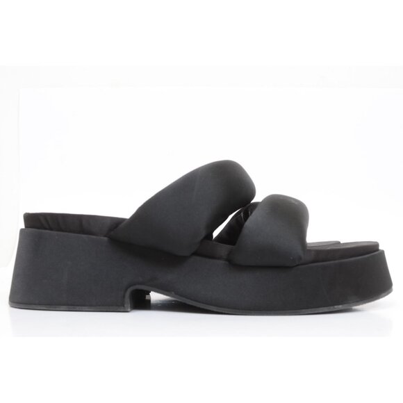 ZARA Padded Strap Flatform Platform Black Satin Open Toe Women's EUR 40 US 9 - Picture 3 of 8